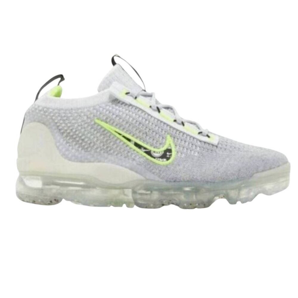 NIKE Air VaporMax 2021 Flyknit 'Wolf Grey Volt' Running Shoes Size 5.5Y/W7